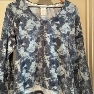 LUCKY BRAND Womens Blue Tie Dye Crewneck Top size M